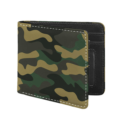 Black And Green Camouflage Print Bifold Wallet