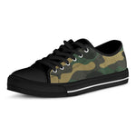 Black And Green Camouflage Print Black Low Top Sneakers