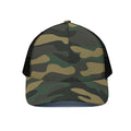 Black And Green Camouflage Print Black Mesh Trucker Hat