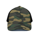 Black And Green Camouflage Print Black Mesh Trucker Cap
