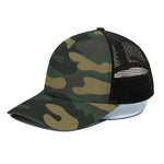 Black And Green Camouflage Print Black Mesh Trucker Cap