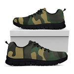 Black And Green Camouflage Print Black Running Shoes