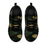 Black And Green Camouflage Print Black Running Shoes
