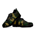 Black And Green Camouflage Print Black Running Shoes