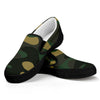 Black And Green Camouflage Print Black Slip On Sneakers