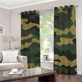 Black And Green Camouflage Print Dimout Grommet Curtains