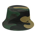 Black And Green Camouflage Print Bucket Hat