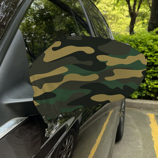 Black And Green Camouflage Print Car Side Mirror Covers
