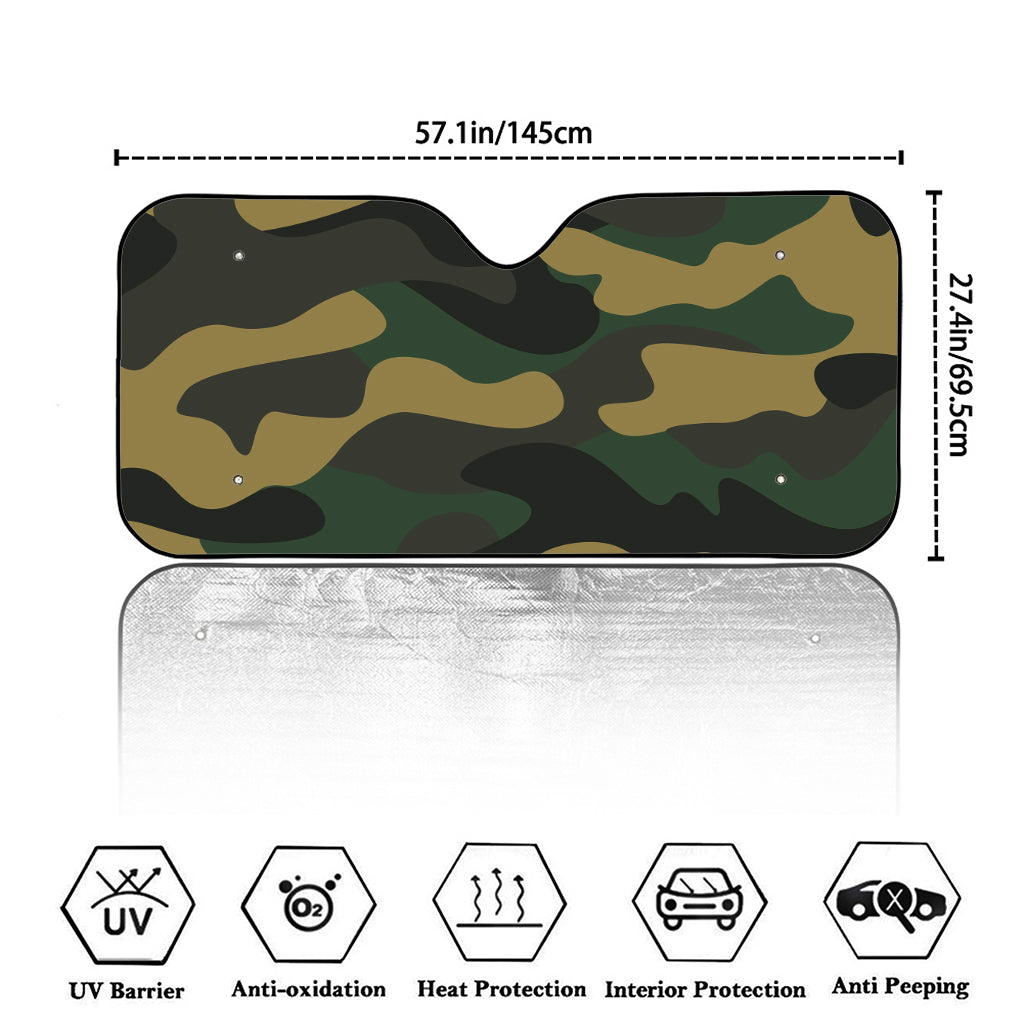 Black And Green Camouflage Print Car Windshield Sun Shade