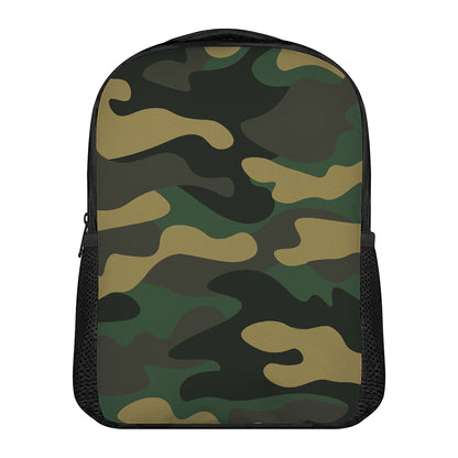 Black And Green Camouflage Print Casual Backpack