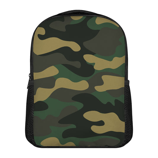 Black And Green Camouflage Print Casual Backpack
