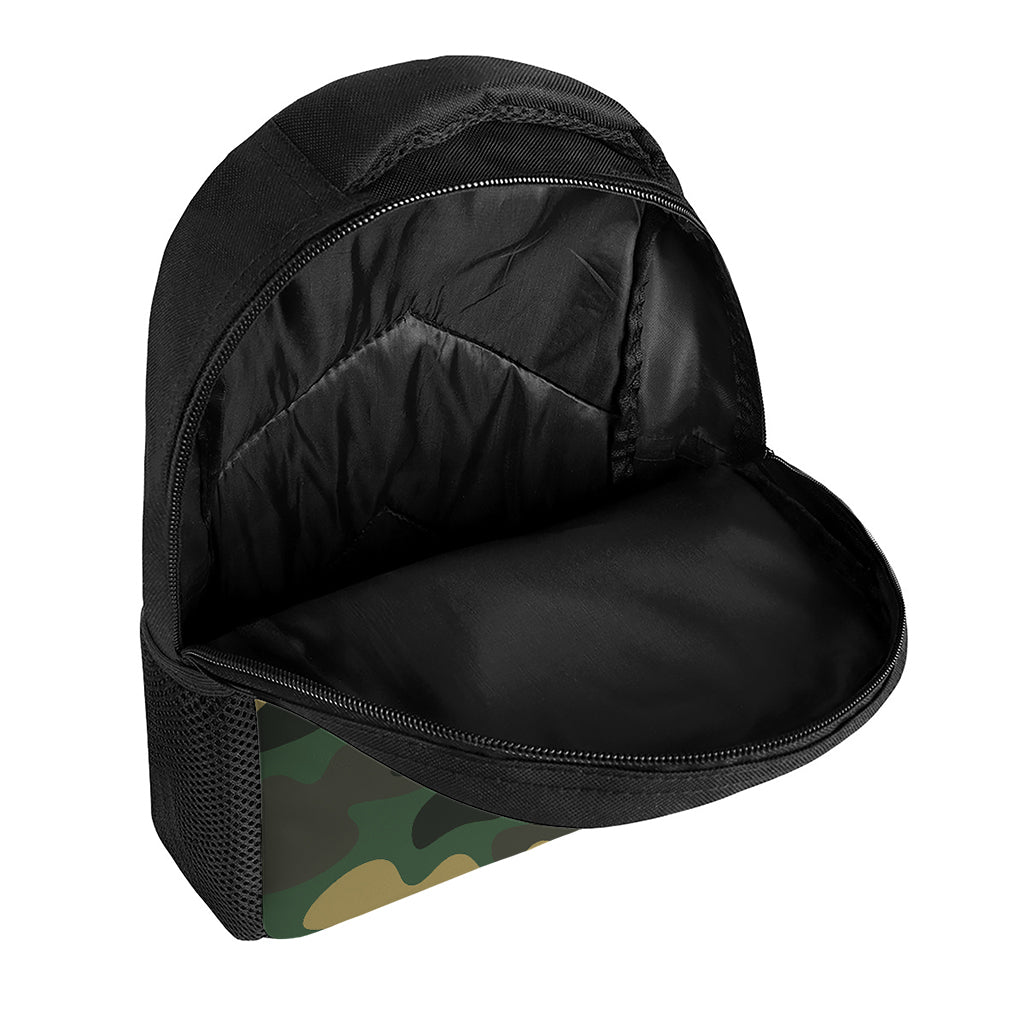 Black And Green Camouflage Print Casual Backpack