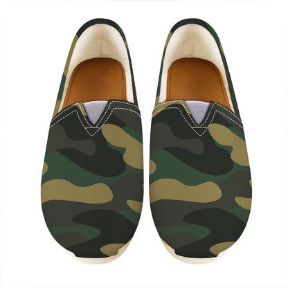 Black And Green Camouflage Print Casual Shoes