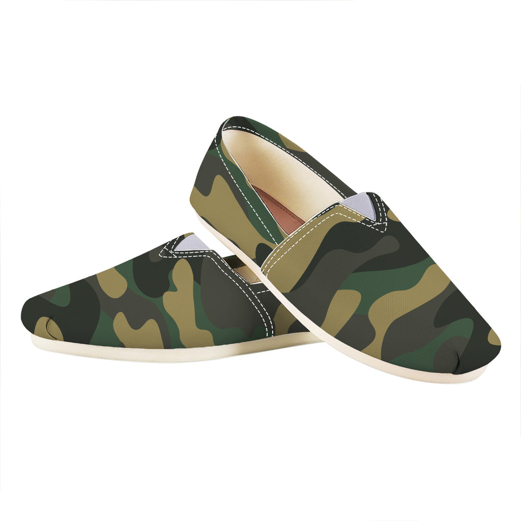 Black And Green Camouflage Print Casual Shoes