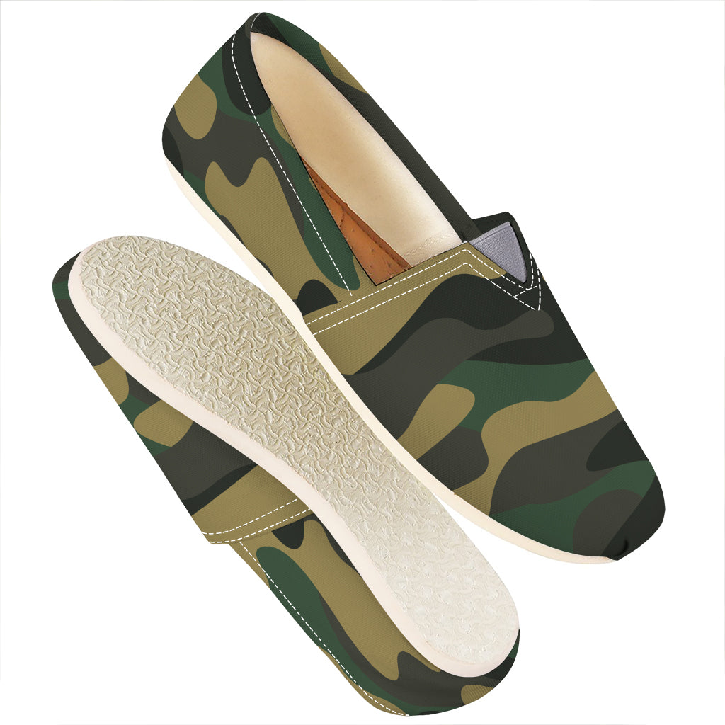 Black And Green Camouflage Print Casual Shoes