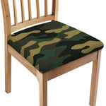 Black And Green Camouflage Print Chair Cushion Cover