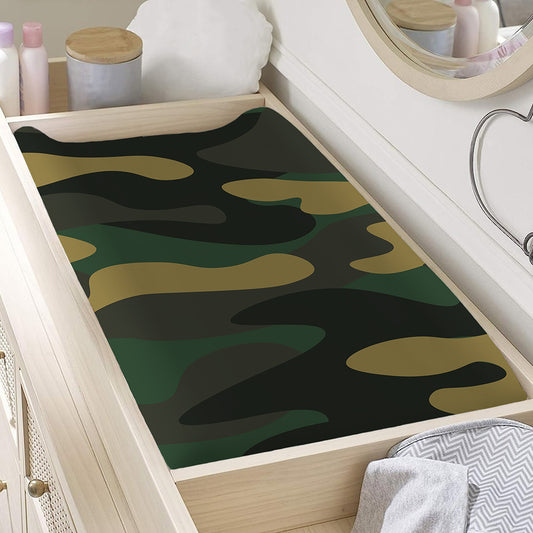 Black And Green Camouflage Print Changing Pad Cover