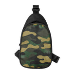 Black And Green Camouflage Print Chest Bag