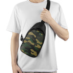 Black And Green Camouflage Print Chest Bag