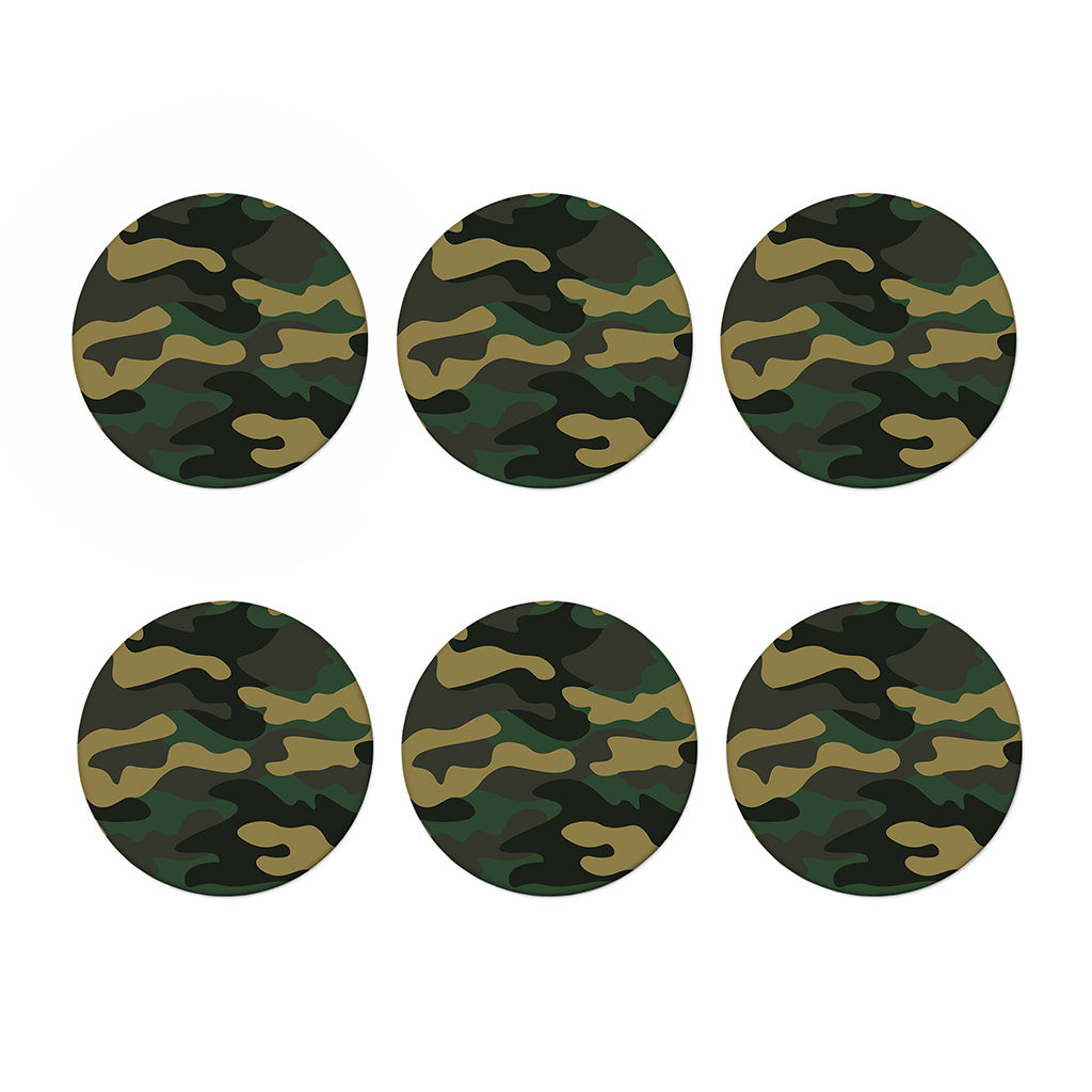 Black And Green Camouflage Print Coaster Set