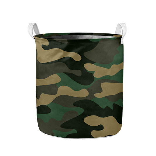 Black And Green Camouflage Print Collapsible Laundry Basket