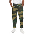 Black And Green Camouflage Print Cotton Pants