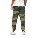 Black And Green Camouflage Print Cotton Pants