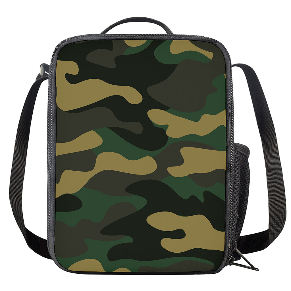 Black And Green Camouflage Print Crossbody Lunch Bag