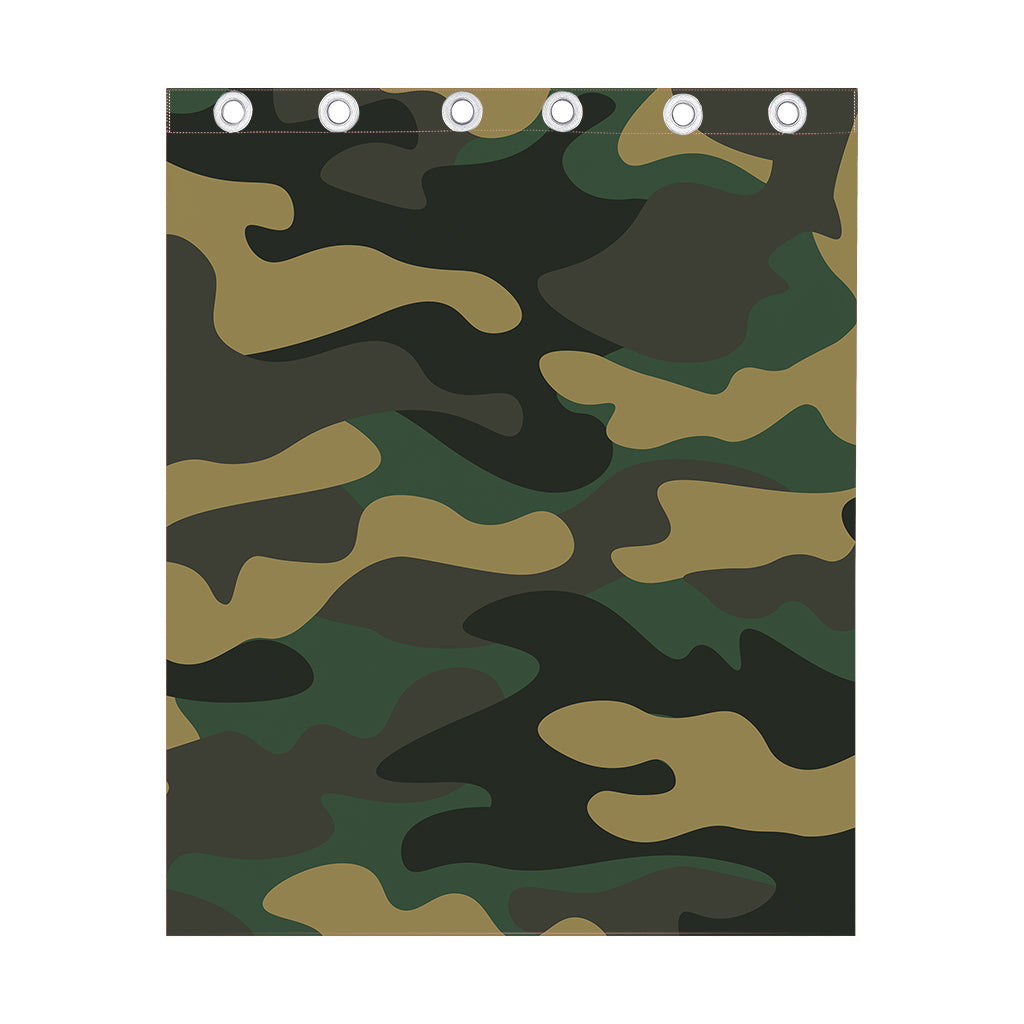 Black And Green Camouflage Print Curtain
