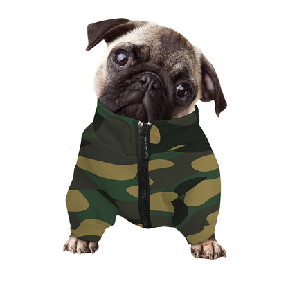 Black And Green Camouflage Print Dog Zip Up Jacket