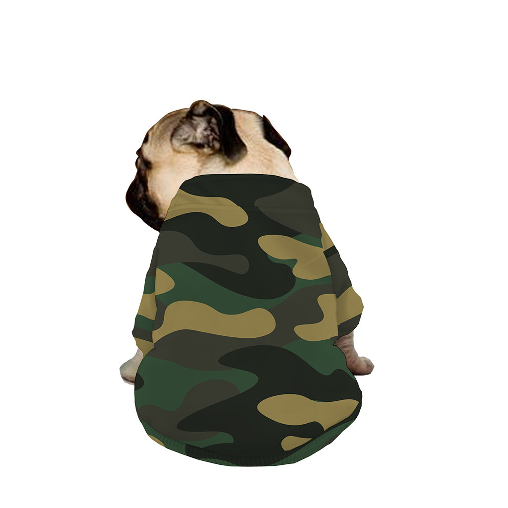 Black And Green Camouflage Print Dog Zip Up Jacket