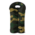 Black And Green Camouflage Print Double Neoprene Wine Tote