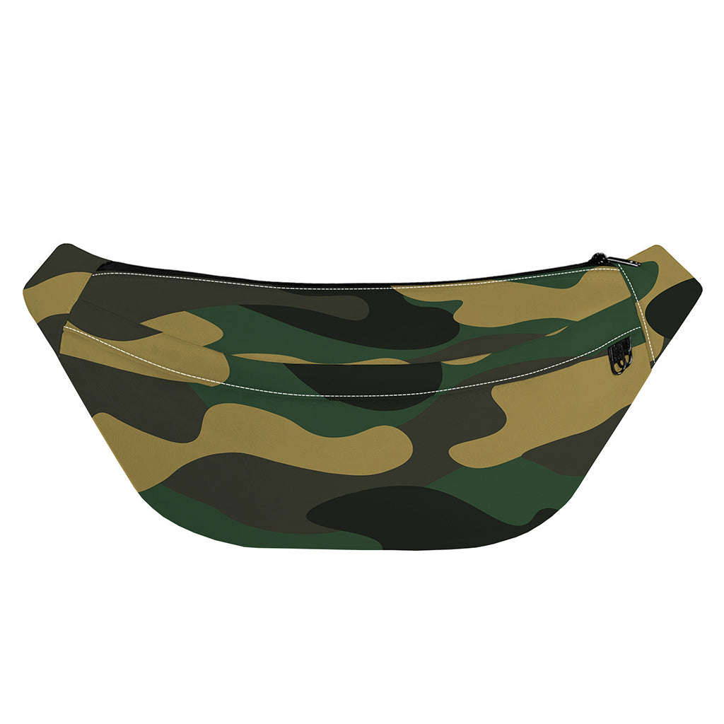 Black And Green Camouflage Print Fanny Pack