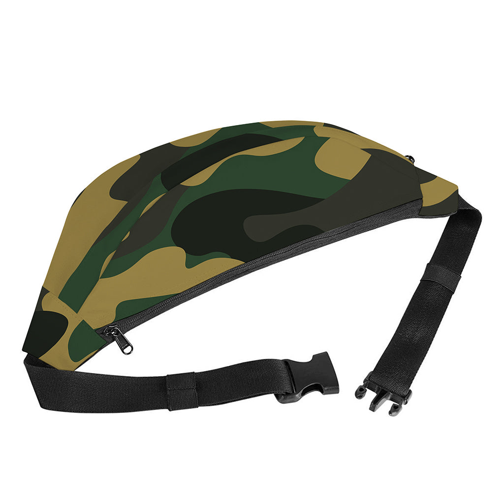 Black And Green Camouflage Print Fanny Pack