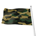Black And Green Camouflage Print Flag