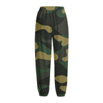 Black And Green Camouflage Print Fleece Lined Knit Pants