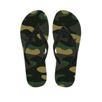 Black And Green Camouflage Print Flip Flops