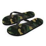 Black And Green Camouflage Print Flip Flops