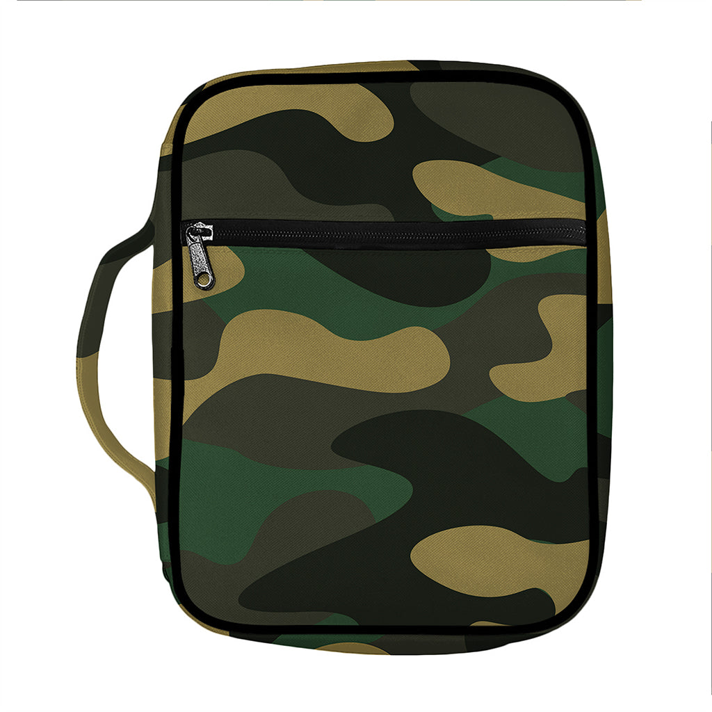 Black And Green Camouflage Print Front Pocket Bible Bag