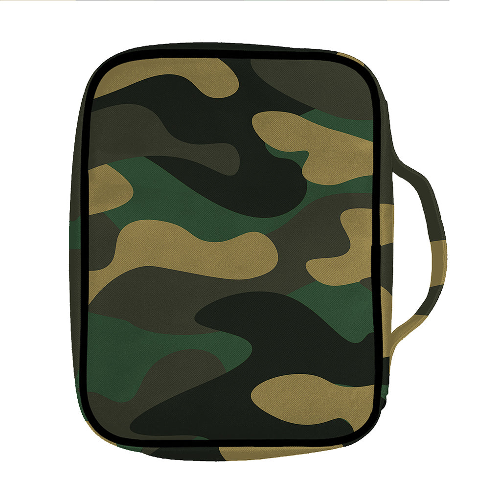 Black And Green Camouflage Print Front Pocket Bible Bag