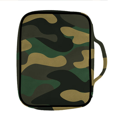 Black And Green Camouflage Print Front Pocket Bible Bag