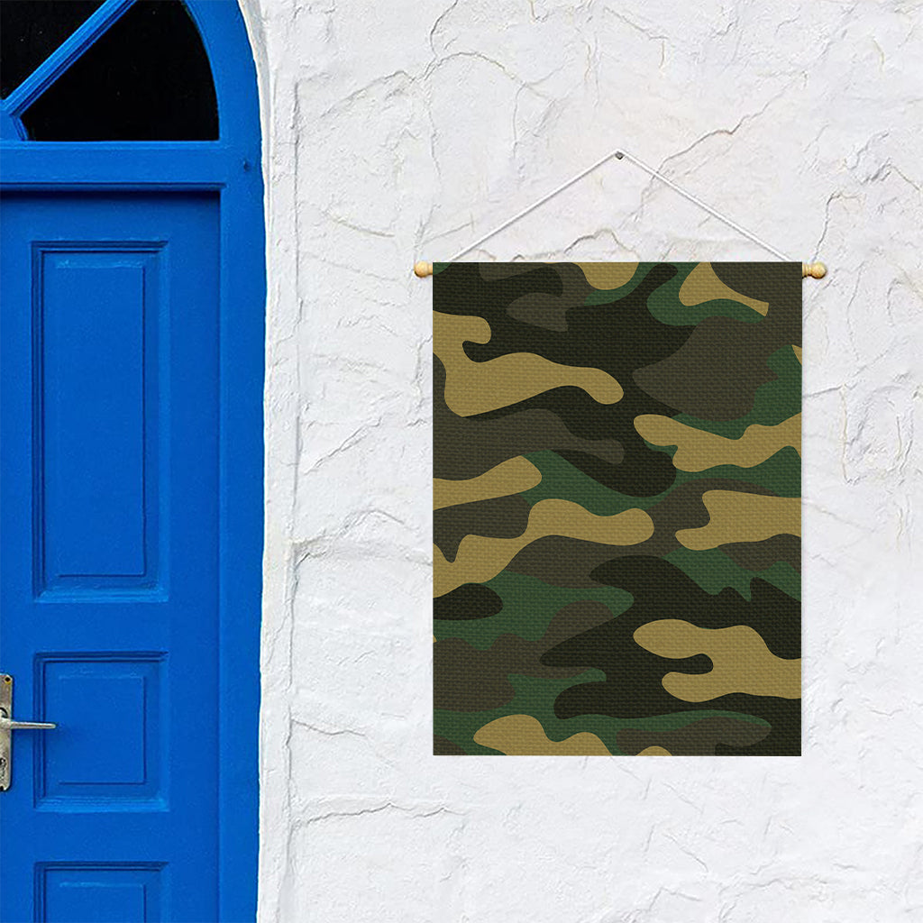 Black And Green Camouflage Print Garden Flag