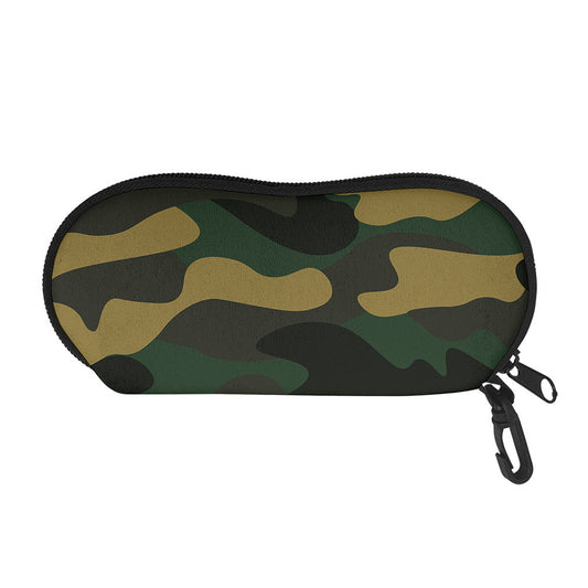 Black And Green Camouflage Print Glasses Case