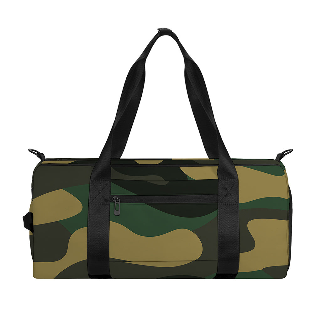 Black And Green Camouflage Print Gym Bag