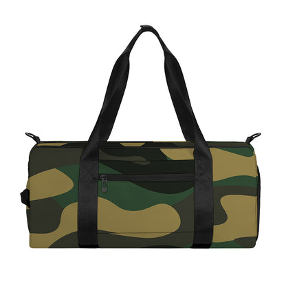 Black And Green Camouflage Print Gym Bag