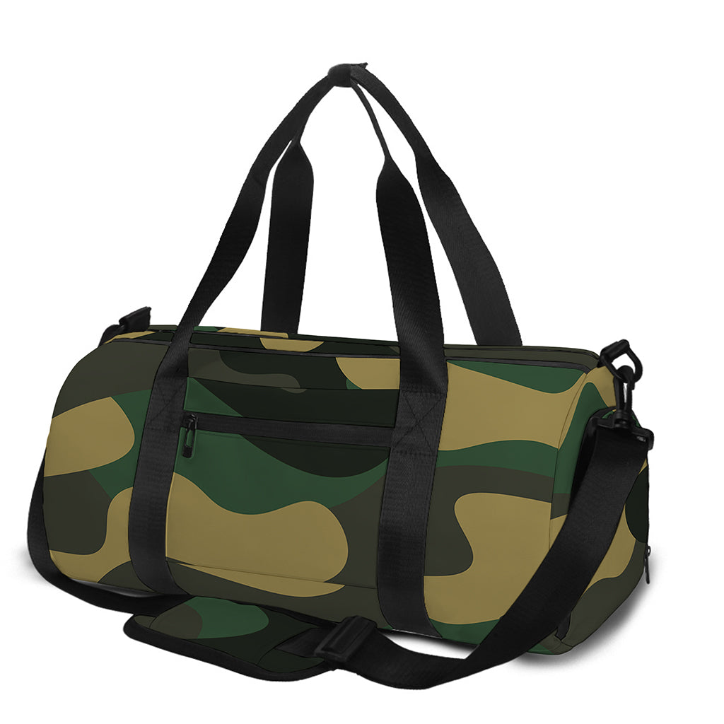 Black And Green Camouflage Print Gym Bag
