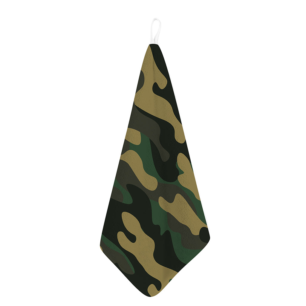 Black And Green Camouflage Print Hand Towel