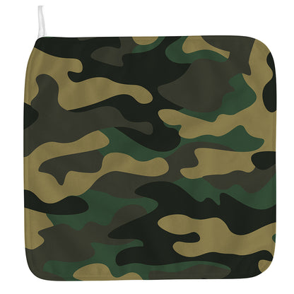 Black And Green Camouflage Print Hand Towel