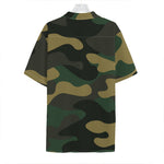 Black And Green Camouflage Print Hawaiian Shirt