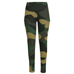 Black And Green Camouflage Print High-Waisted Pocket Leggings